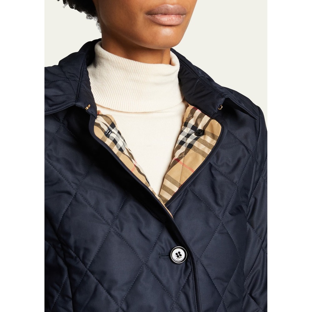 BURBERRY Diamond Quilted‎ Thermoregulated Jacket Blue Women's Size Large NWOT - Picture 3 of 7
